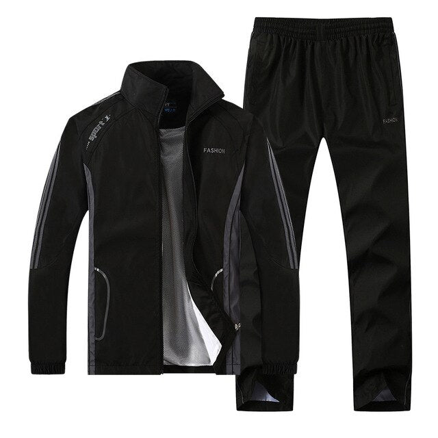 LBL Men Tracksuit Striped Autumn Winter Slim Fit Mens Set Windproof Outwear Jacket Sweatpants Two Piece Set Men's Sportswear 5XL