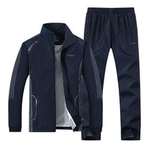 Load image into Gallery viewer, LBL Men Tracksuit Striped Autumn Winter Slim Fit Mens Set Windproof Outwear Jacket Sweatpants Two Piece Set Men&#39;s Sportswear 5XL