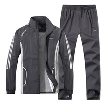 Load image into Gallery viewer, LBL Men Tracksuit Striped Autumn Winter Slim Fit Mens Set Windproof Outwear Jacket Sweatpants Two Piece Set Men&#39;s Sportswear 5XL