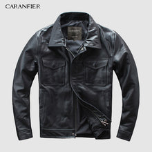 Load image into Gallery viewer, CARANFIER DHL Free Shipping Mens 100% Cowhide Genuine Leather Jacket  High quality old retro motorcycle leather jacket 3XL